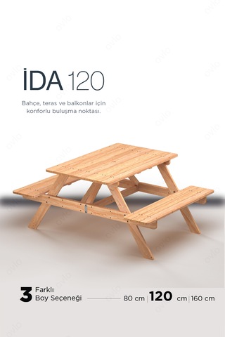 Ahşap Oturma Masası İda 120 4 Kişilik Sade Ve Konforlu Tasarım Teak
