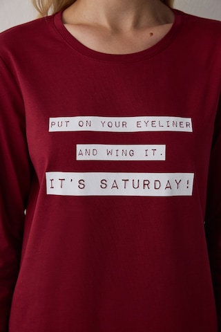 Penti Bordo Its Saturday Pantolon Pijama Takımı Kırmızı