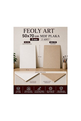 Mdf - 50x70cm Beyaz Lam Mdf Plaka 3mm / 2 Adet Ahşap Boyama, Maket, Hobi Ve Dekorasyon