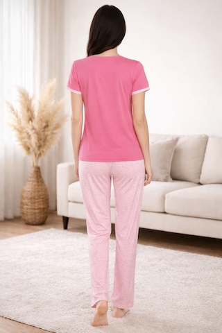 Pemilo Kadın 2004-36 Kısa Kol Likralı Bambu Pijama Takımı Pembe