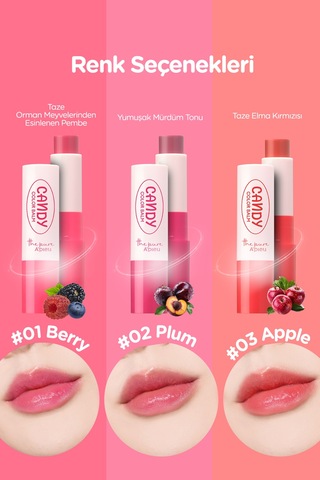 Dudakları Nemlendiren Parlak Bitişli Renkli Dudak Balmı A'pıeu The Pure Candy Color Balm No.03 Apple