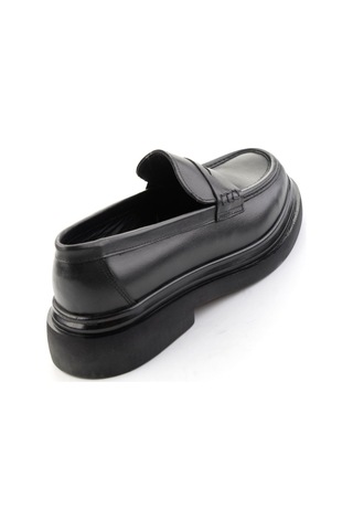 Bambi Siyah Antik Hakiki Deri Erkek Loafer Ayakkabı E01820604841