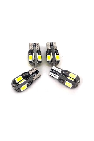 Sisa T10 Led Metal Ultra W5W 8 Ledli Park Tavan Plaka Ampülü 10 Adet Beyaz