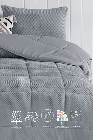 Elart Luis Comfort Set Çift Kişilik 195x215 Cm Gri Gri