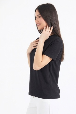 Thiff Gymwear Kadın Modal Kumaş Kısa Kolu Basic Tişört Siyah