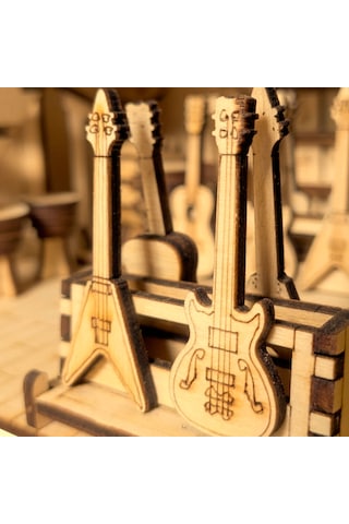 Müzik Dükkanı Ahşap Maket Seti Dıy Miniatür Müzik Mağazası Peri Led'li 3d Puzzle