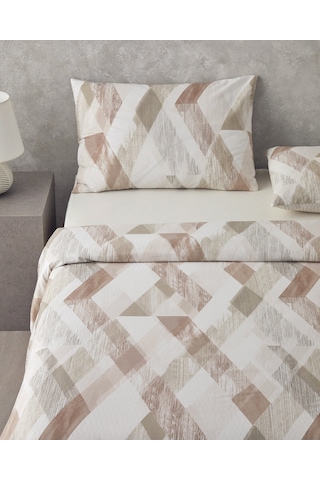 Modern Argyle Pamuklu Ranforce Tek Kişilik Nevresim Takımı 160x220 Cm Bej Bej