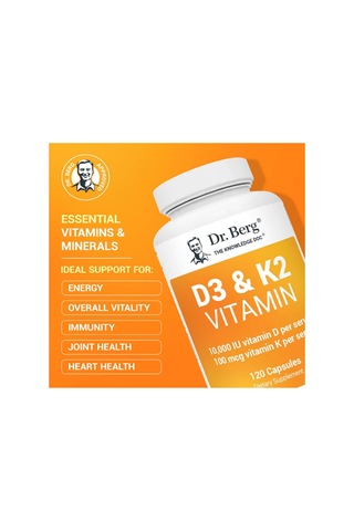 D3 & K2 Vitamin 10000 Iu 100 Mcg 120 Kapsül Takviye Edici Gıda Dr.berg