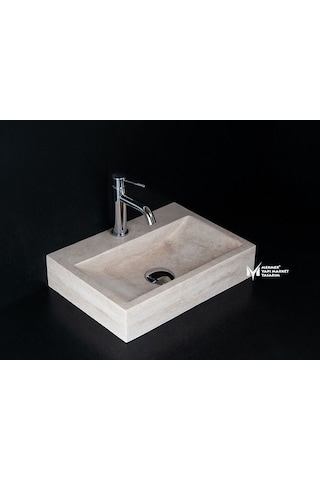 Traverten Batarya Çıkışlı Kare Lavabo