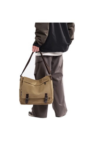 Erkek Çok Amaçlı Büyük Kapasiteli Kanvas Omuz Çantası X001 Kahverengi