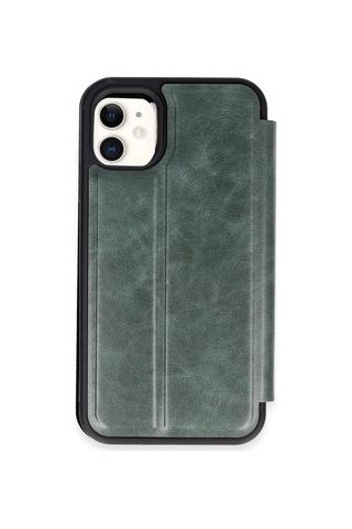 Mey İthalat Apple iPhone Uyumlu 11 Kılıf Flip Cover - Koyu Yeşil Beyaz