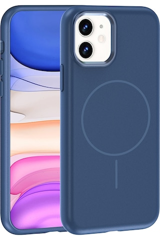 Apple Uyumlu iPhone 11 Kılıf M-safe Şarj Özellikli Metal Kamera Çerçeveli Zore Edi Silikon Kapak Lacivert