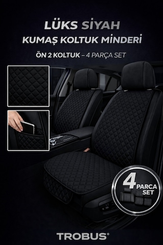 Renault Fluence Uyumlu 4 Parça Terletmez Kumaş Ön İkili Koltuk Minderi Siyah