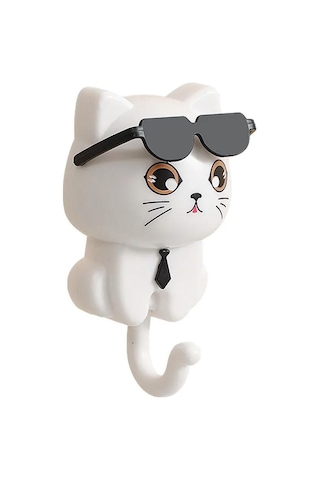 Singree Kedi Figürlü Zıplayan Gözlü Abs Makyaj Tutucu, Deliksiz 10kg Yük Taşıyan Dekoratif Anahtar Tutucu