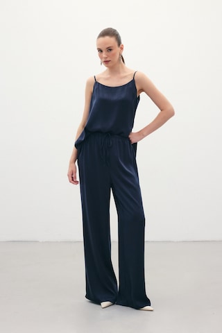 Sateen Bağcıklı Salaş Pantolon - Lacivert-136383 Lacivert