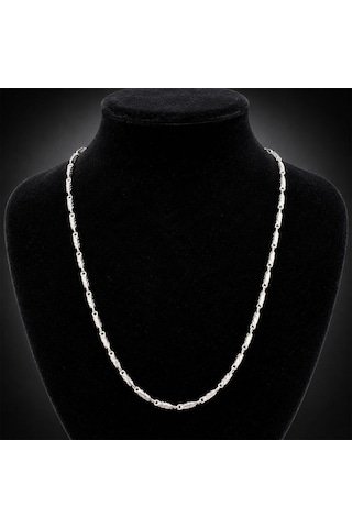 Bk Gift Yaprak Model Zincir Kolye Çelik Erkek Kolye - Kararma Yapmayan Erkek Çelik Kolye Gümüş