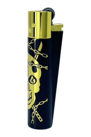 Clipper Deadly Chains Serisi Metal Çakmak - Gold Siyah