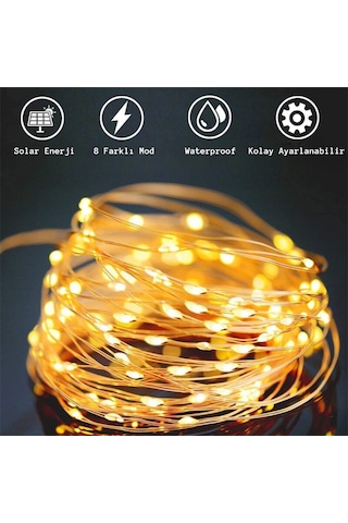 Techtic Noel Yılbaşı Ağacı Işığı Solar 100 Led Güneş Enerjili Ip6