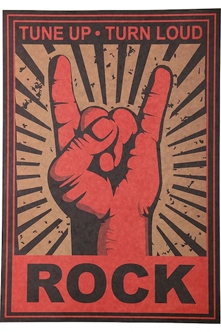 Rock And Roll Tune Up Turn Loud Retro Poster Af025