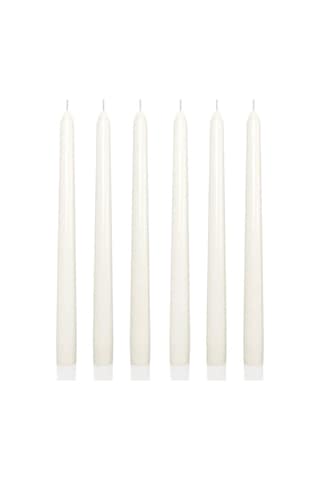 6 Lı Kısa Krem Konik Şamdan Mum Yükseklik 18 Cm Krem