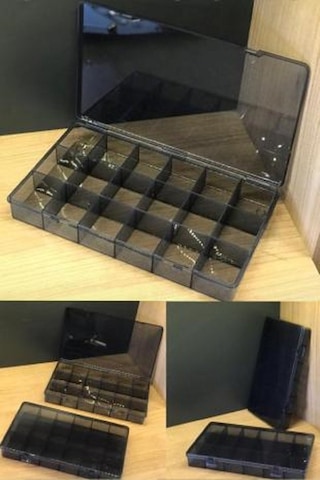 Bayev 3 Adet Füme 18 Bölmeli Kolye Yüzük Kapaklı Takı Kutusu Dikiş Kutusu Organizer İlaç Kutusu