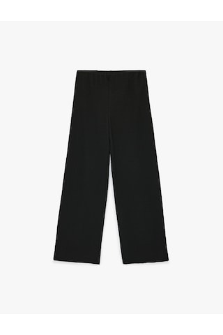 Koton Bürümcük Kumaş Düz Bol Paça Pantolon Siyah 6sak40105ek
