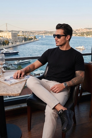 Buratti Streç Pamuklu Slim Fit Sıfır Yaka Erkek T Shirt 5902639 Siyah