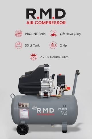 R.m.d Kompresör PA147B 50 Lt 8 Bar 2 Hp Pistonlu Hava Kompresörü