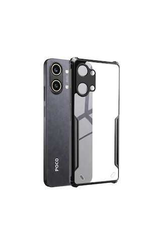 Microcase Poco X8 Pro Max 5g İle Uyumlu Airbag Serisi Darbeye Dayanıklı Korumalı Kılıf - Al3370 Şeffaf - Siyah Renk