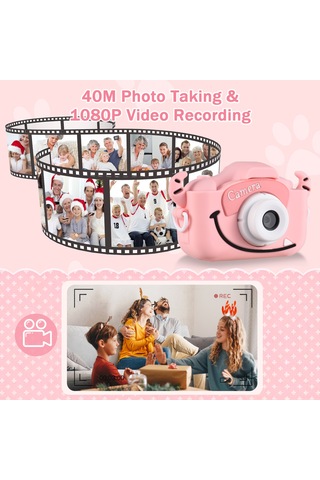 Lemestar Mavi Öküz Desenli Çocuk Dijital Kamerası - 20mp Lens, 2.0" Ips Ekran, 1080p Fotoğraf/videoyu Kaydet, Oyun Ve Müzik Özellikli, İçin Dolu Pil Mavi