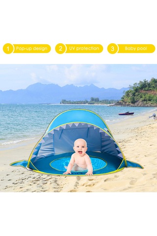 Padalink Hızlı Kurulumlu Çocuk Plaj Çadırı - Uv Koruma Ve Böcek Önleyici, Mavi, Taşınabilir Tasarım Mavi