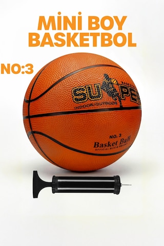 Mini Boy Basketbol Topu İç Dış Mekan Pompa Hediyeli 3 Numara Renkli