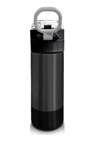 Coral High Kids Koyu Gri Siyah Desenli Pipetli Ve Direkt İçim Çelik Termos 500 Ml 31824 Siyah