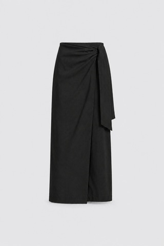 Suud Collection Siyah Noli Keten Anvelop Etek