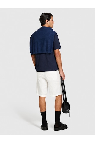 Sisley %100 Keten Slim Fit Bermuda Şort Erkek Kırık Beyaz Şort - 324p4aghs9010 Krem