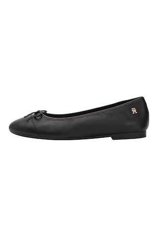 Tommy Hilfiger Kadın Toe Cap Leather Ballerina Shoes - Siyah Triple Black