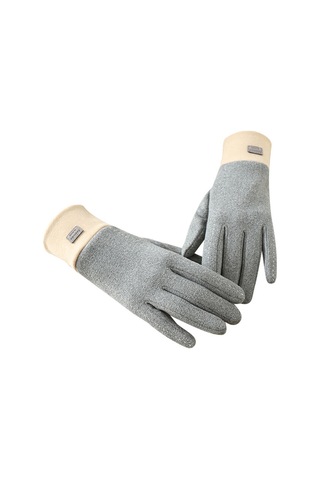 Cbtx Dokunmatik Özellikli Şık Mode Kadife Sıcak Soğuk Dayanıklı Kadın Eldiven Gri