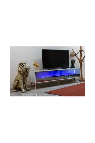 Leon Şömineli Tv Ünitesi 170 X 30 Beyaz Beyaz