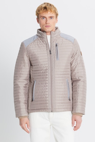 AC&Co / Altınyıldız Classics Erkek Bej Standart Fit Normal Kesim Dik Yaka Desenli Mont Bej