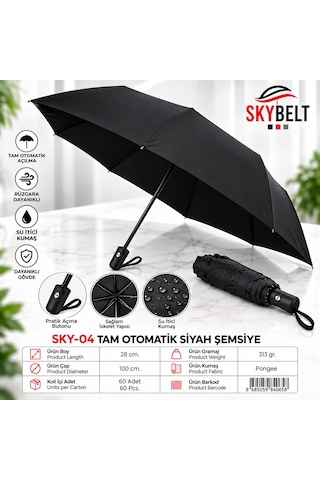 Erturkstore Erkek Tam Otomatik Siyah Şemsiye renkli
