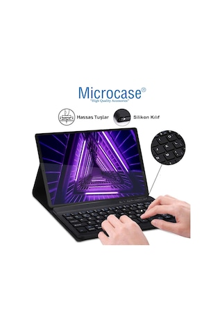 Lenovo Uyumlu Tab M10 Tb-X306F Bt Klavye Mouse + Standlı Kılıf - Bkk6