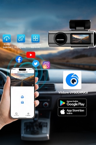 Mioji G300 Plus 4k Gps G-sensör Gece Görüşü Wifi Arka-ön Araç İçi Kamera 128gb Hafıza Kartı