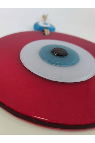Kırmızı Nazar Boncuğu 12cm El Yapımı Cam Boncuk