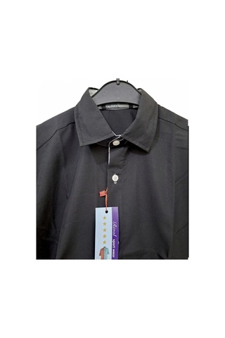 Rival Cepsiz S Slim Fit Yumuşak Yakalı Düğme Biye Detay Klasik Siyah Uzun Kollu Erkek Gömlek