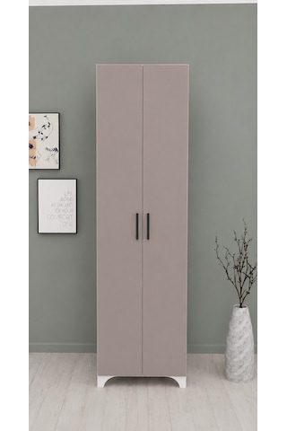 8 Raflı Mdf Beyaz 2 Kapaklı Çok Amaçlı Mutfak Dolabı Banyo Dolabı Çok Amaçlı Dolap Atlantik Çam Krem