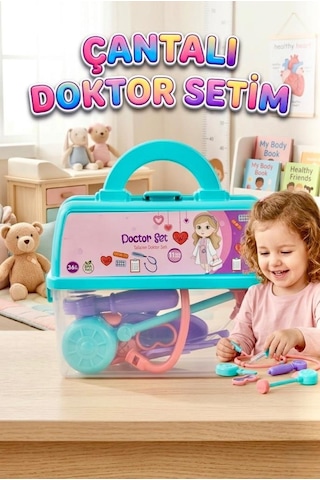 Çocuklar İçin Taşınabilir Çantalı Doktor Muayene Seti - Eğitici Evcilik Oyuncağı