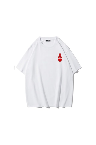 Brz Collectıon Brz Collection Unisex Oversize Pretty Lucky Kalp Ve As T-shirt Beyaz
