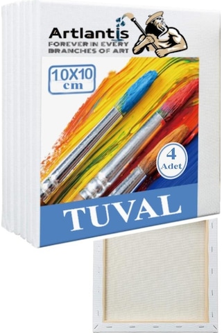 Tuval 10x10 Astarlı Kare Mini Tuval 4 Adet Resim Tuvali 10 10 Tual Akrilik Boya Yağlı Boya İçin İdeal