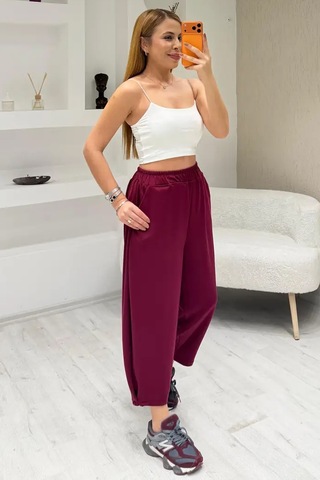 Fiolin Soft Touch Modal Kumaş Şalvar Pantolon Bordo