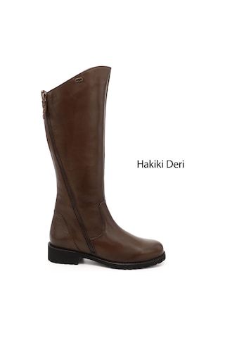 Gönderir Kadın Kahve Antik Çift Fermuarlı Kauçuk Taban Hakiki Deri Çizme Gkzc13444556 Kahverengi